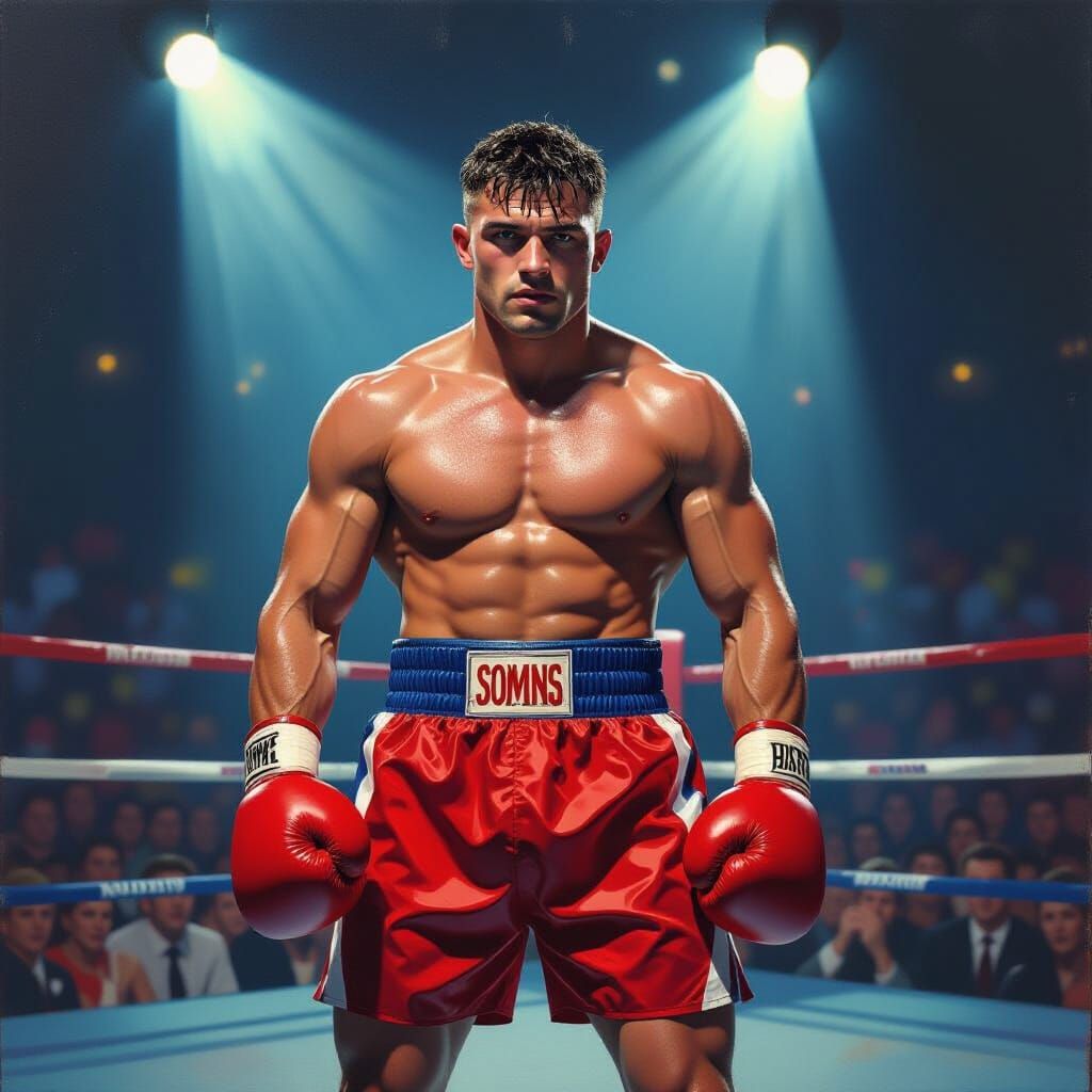 Handsome Boxer in Dramatic Ring Lighting