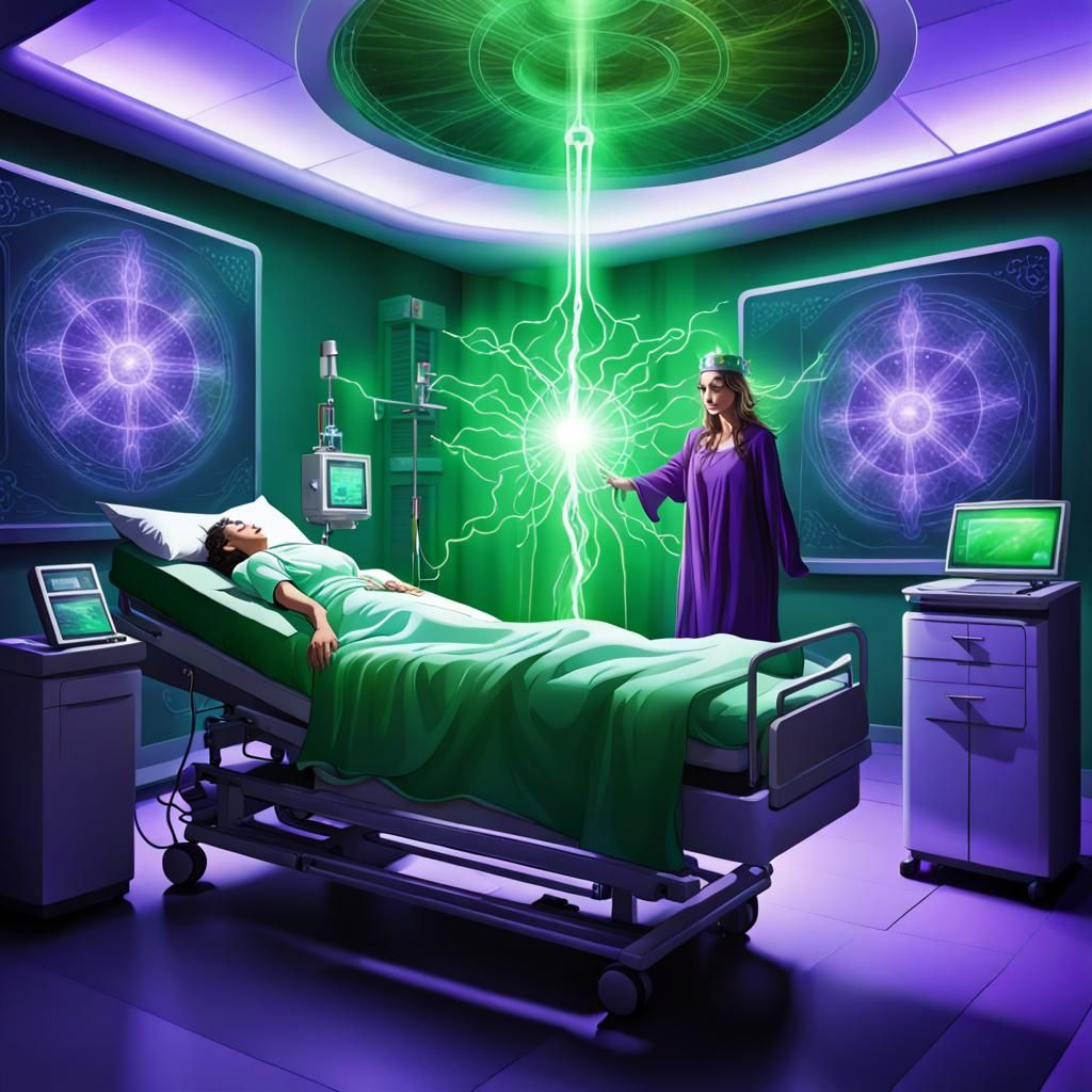 Sorceress Heals Patient with Magic Energy