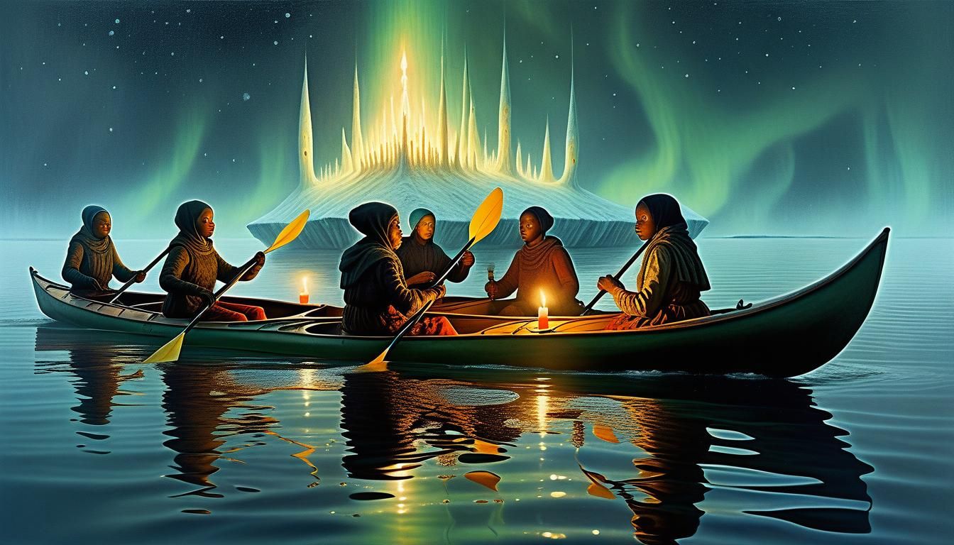 Arctic Kayaks: Surreal Magic in Neon