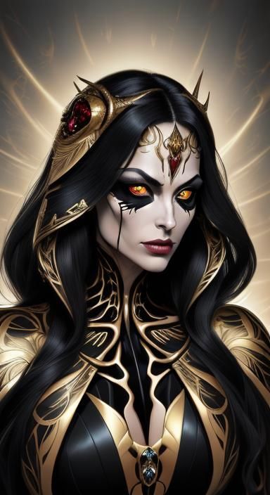 A beautiful woman dressed in extravagant clothes