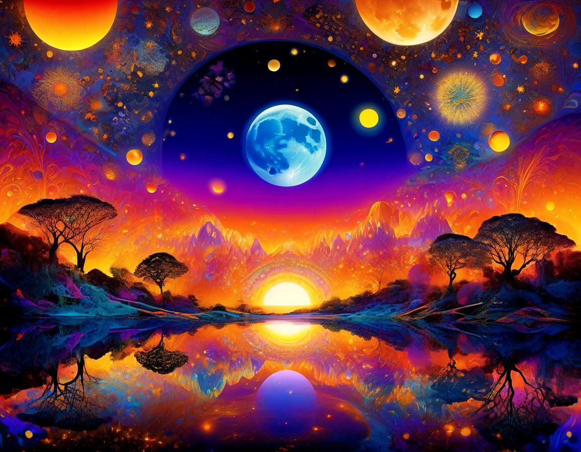 Bioluminescent Moonscape Wonderland in Psychedelic Impressio...