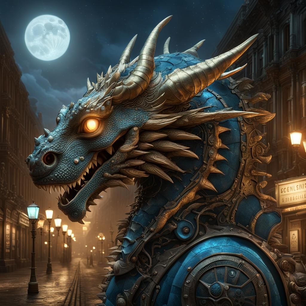 Fractal Dragon Head in Spacepunk Style