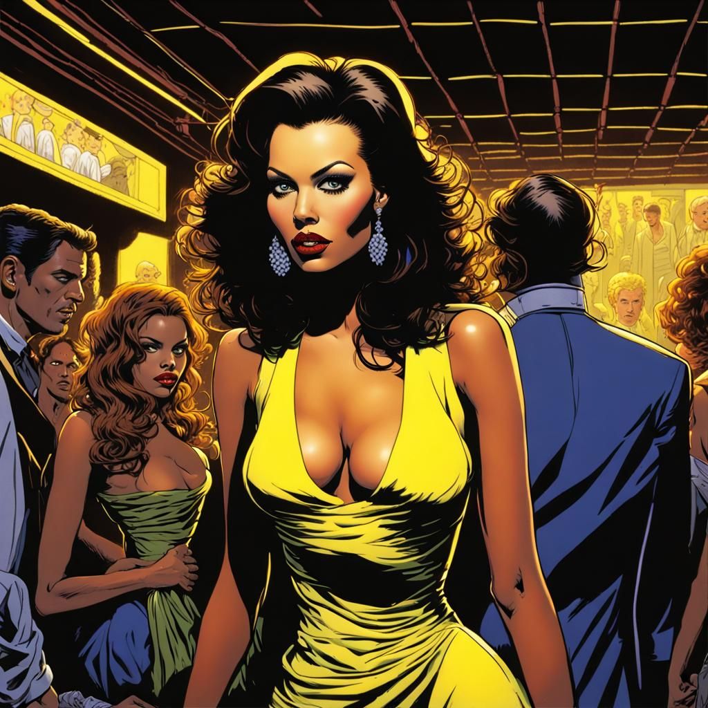Nightclub Comic Art Illustration in Dark Fantasy Style