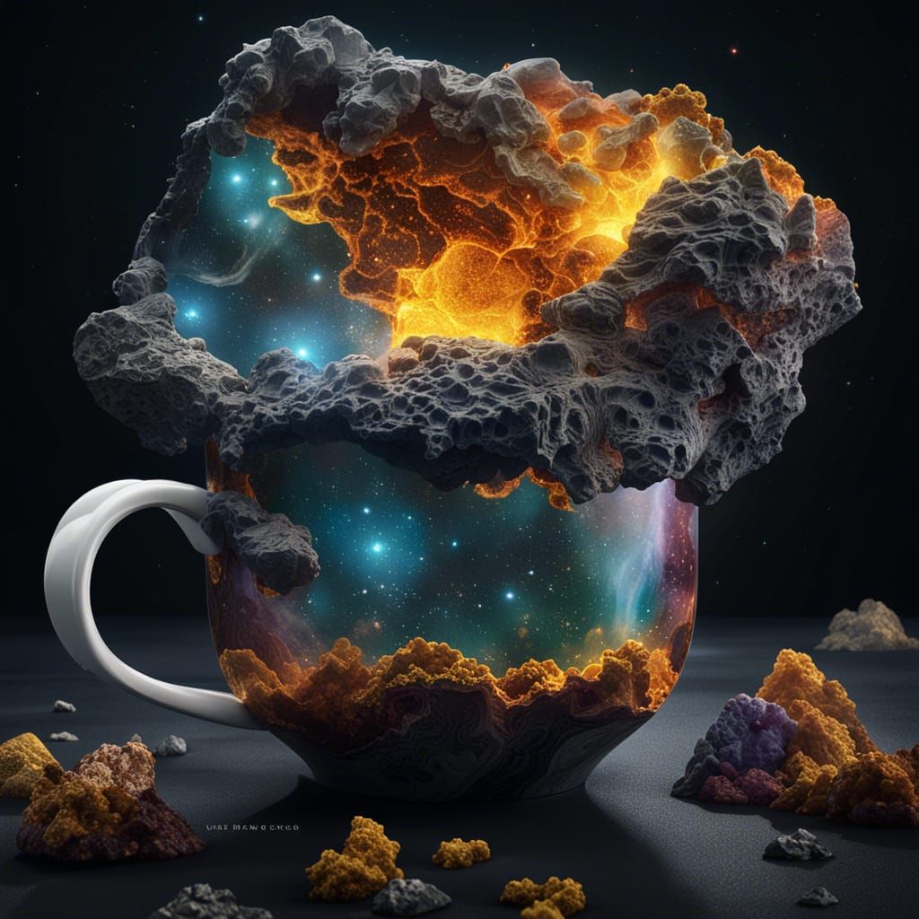 Nebula Teacup: Dreamy Aetherpunk Space Art