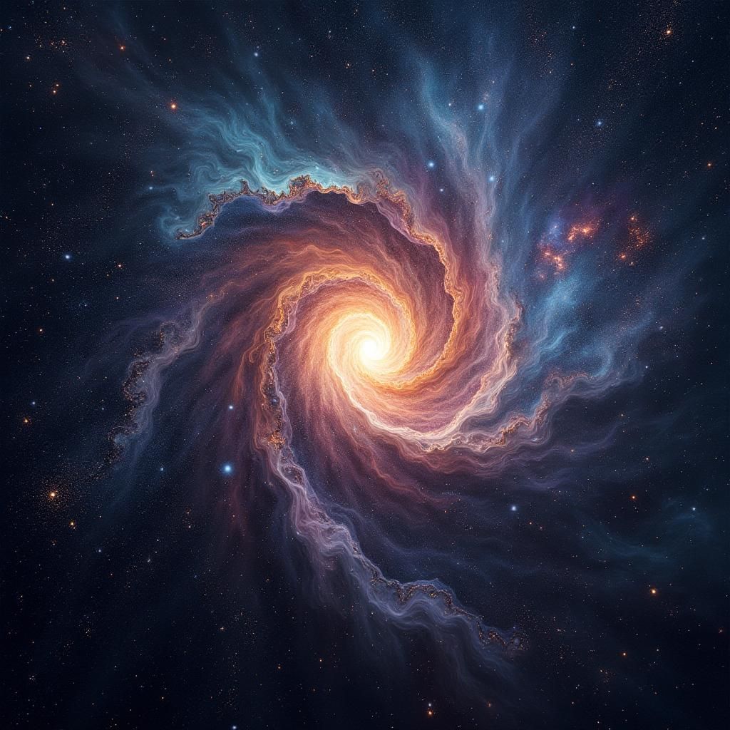 Swirling Stars and Nebulae in Ethereal Hues