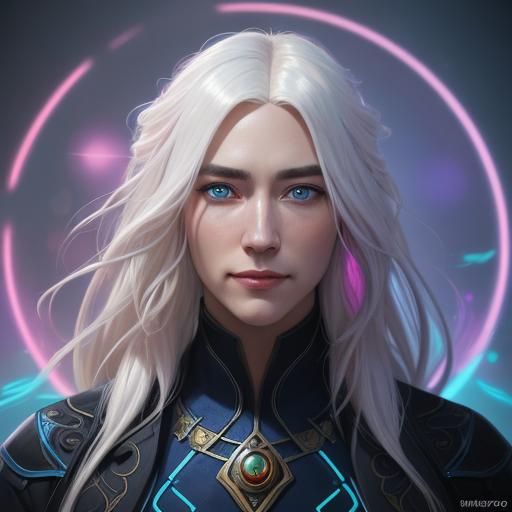 Smiling Blonde Man Portrait in Art Nouveau Style