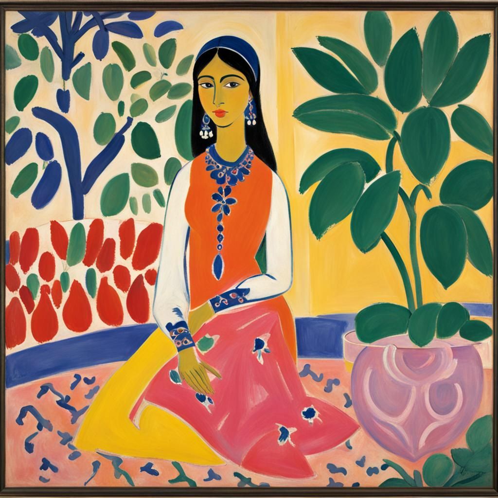 Indian Princess in Arabian Garden, Matisse Style