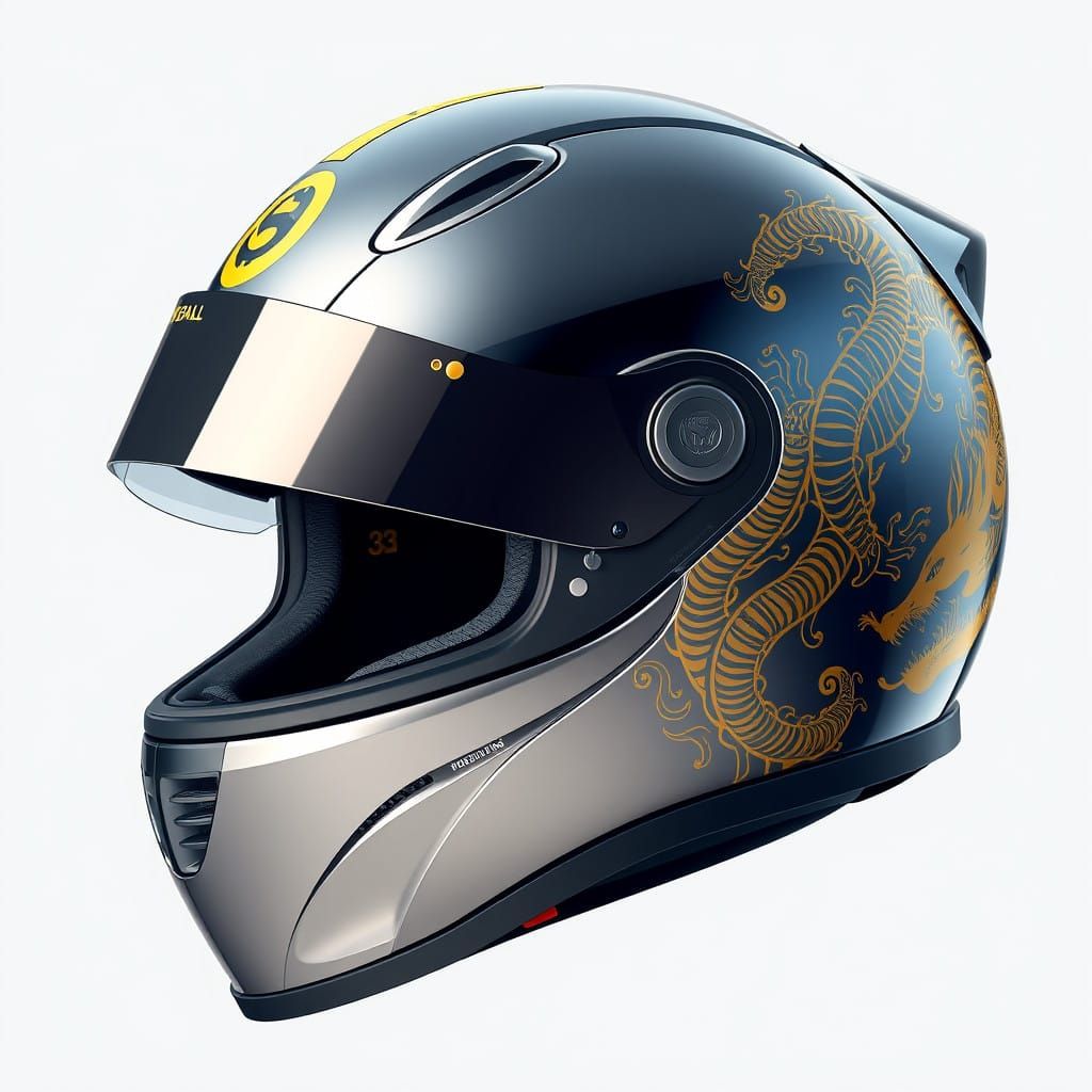 Luxury 3D Racing Helmet in Japanese Manga Aesthetic