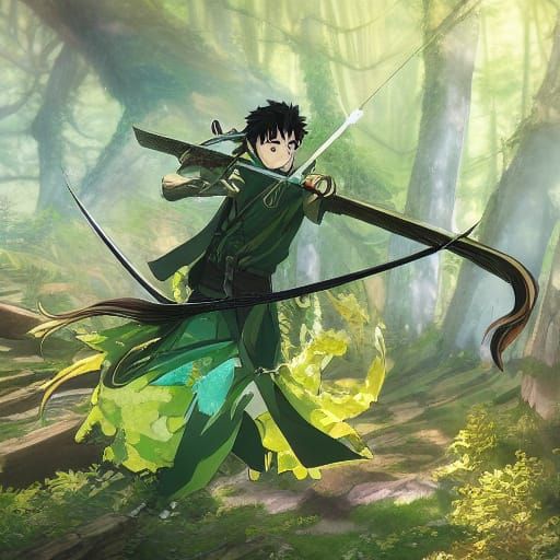 Fantasy Archer in a Dark Forest, Anime Manhwa Style