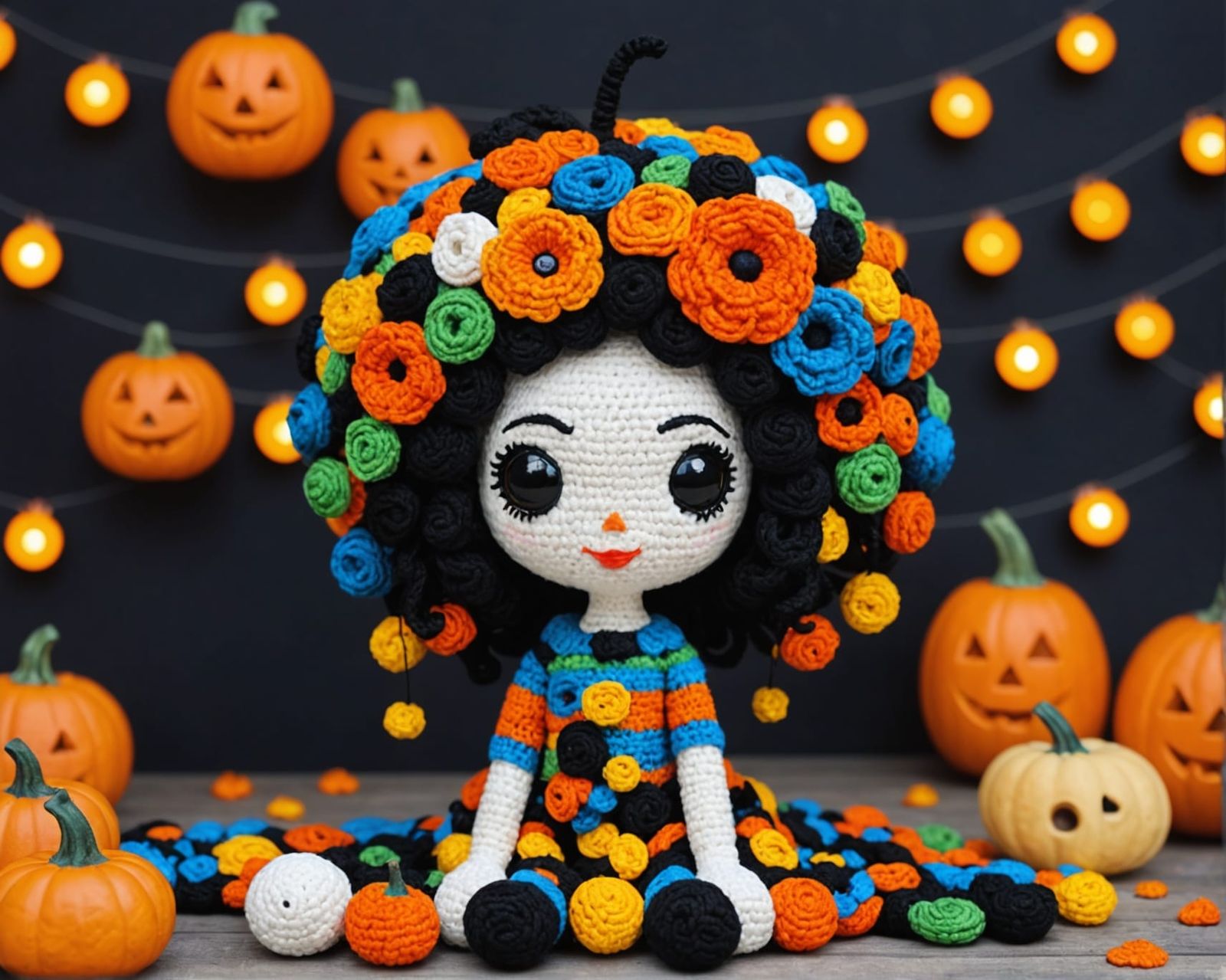 Klimt-Inspired Crochet Halloween Medusa With Starry Sky