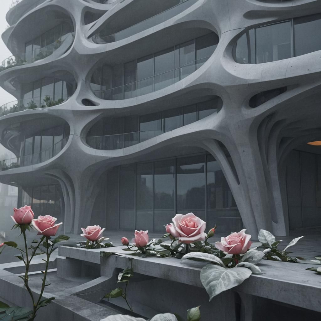 Rose-Inspired Building in Zaha Hadid Style