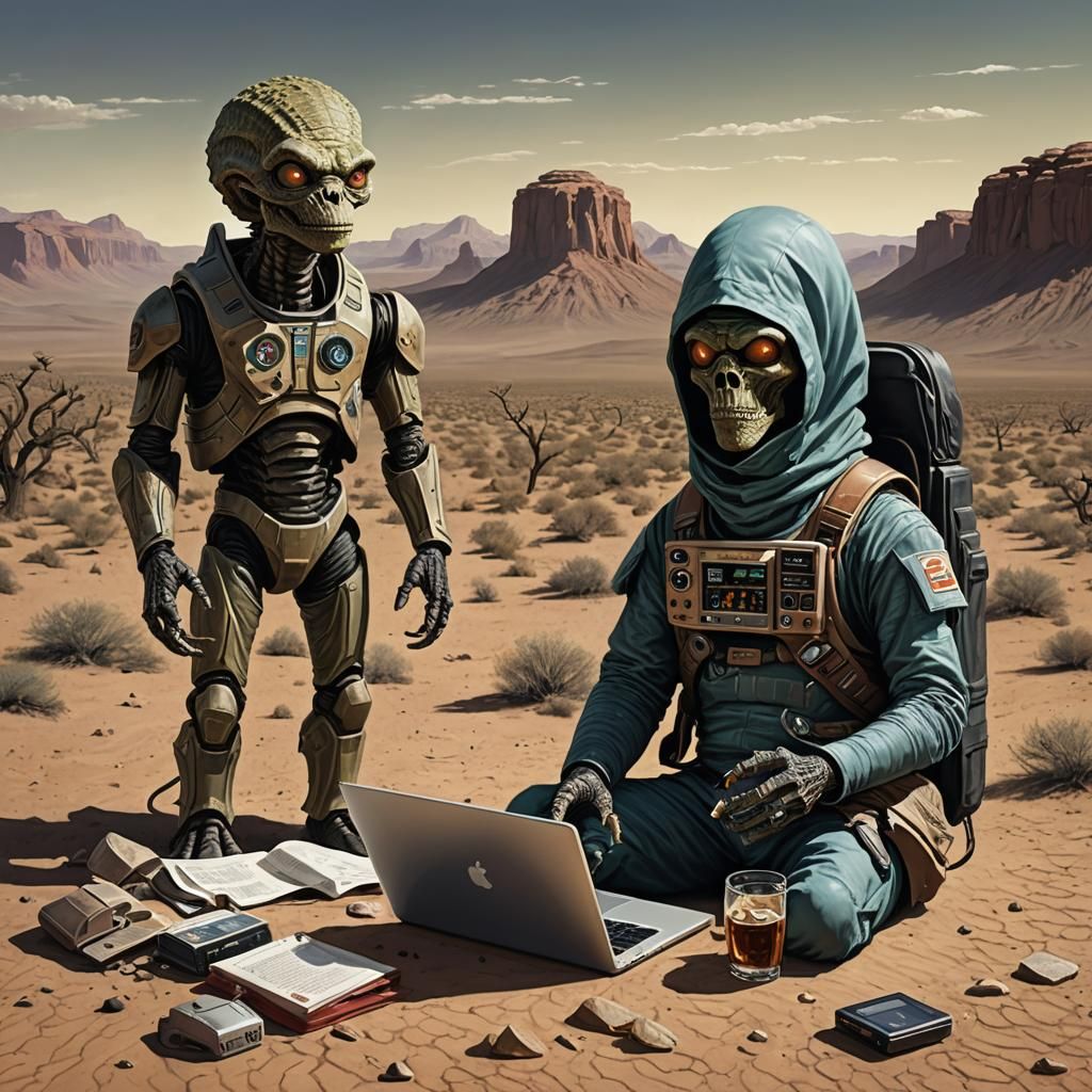 Reptilian Alien Teaching Desert People