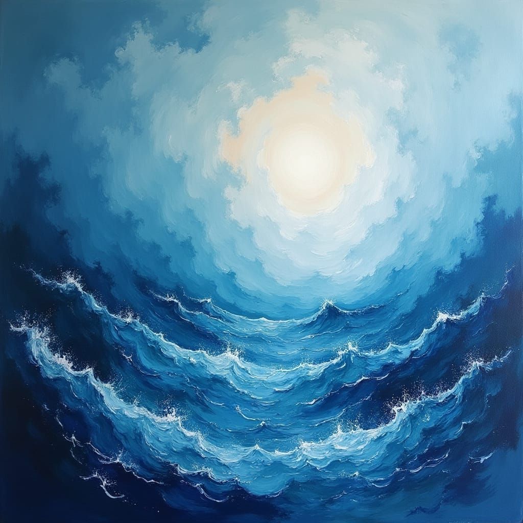 Abstract Seascape Oil Painting of Storm at Sea