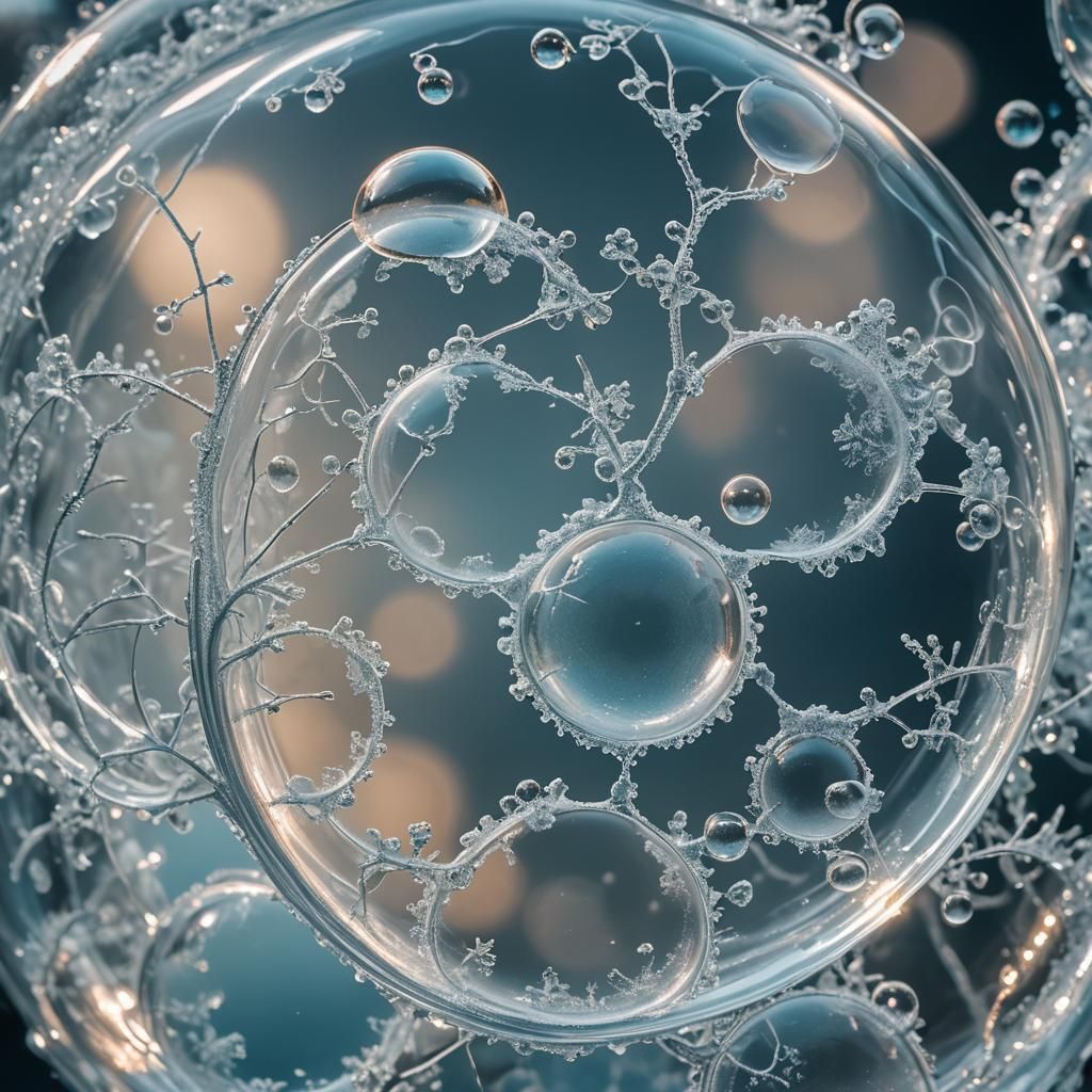 Ethereal Frost Pattern on Soap Bubble Macro
