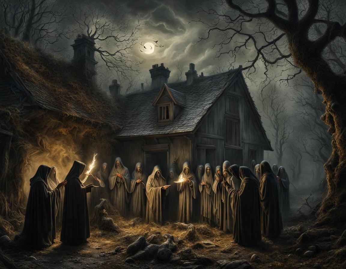 Cultists Praying to Pagan God in Haunted Village