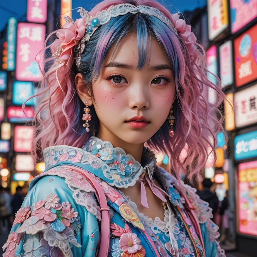 Kawaii Fashion Portrait in Tokyo at Dusk