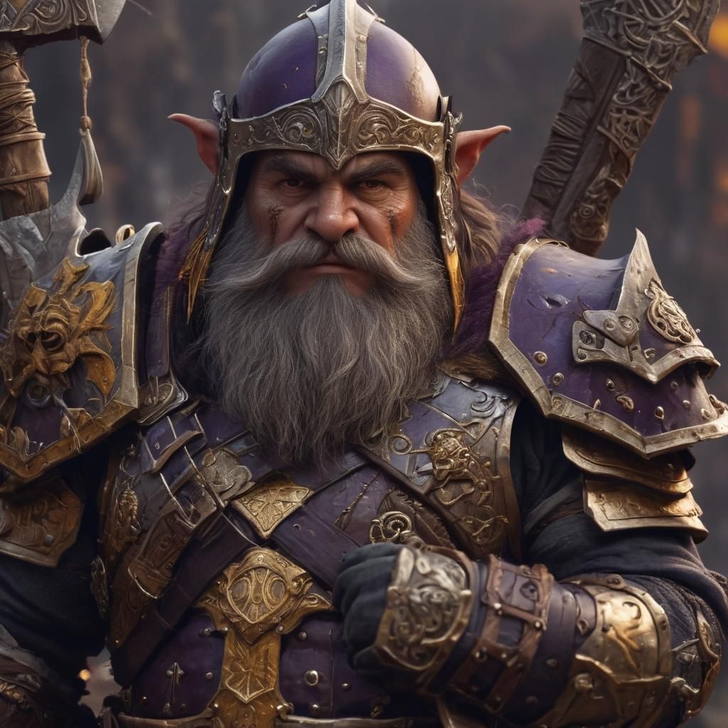 Dwarf Warrior in Detailed Armor, Dark Fantasy Art