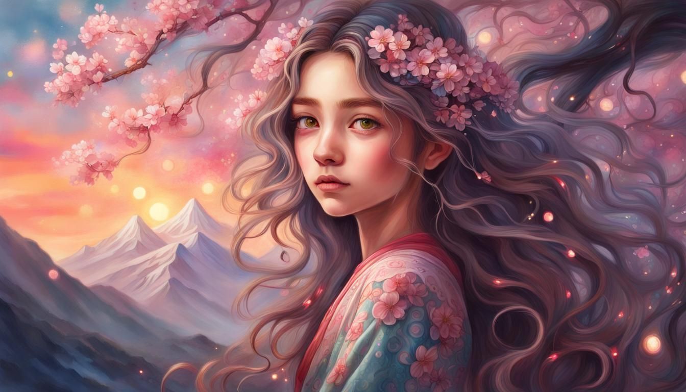 Fantasy Cherry Blossom Girl Portrait