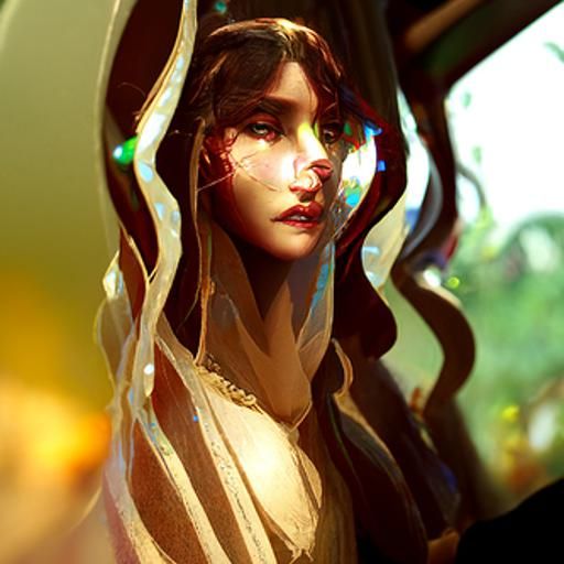 Ethereal Woman Portrait Concept Art in Dynamic Lighting