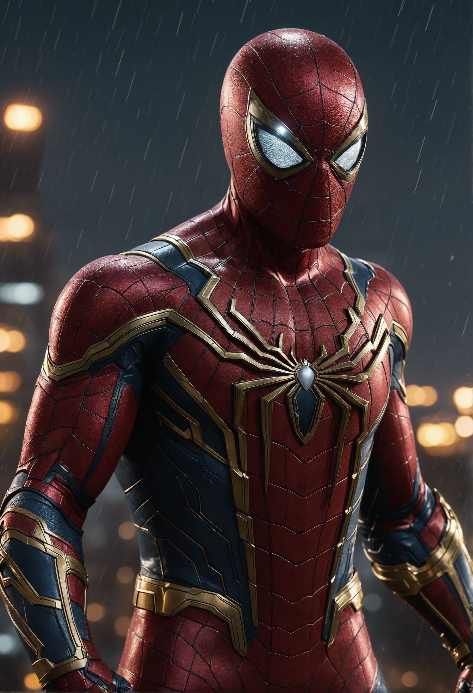 Iron Spider Portrait on Rooftop in the Rain