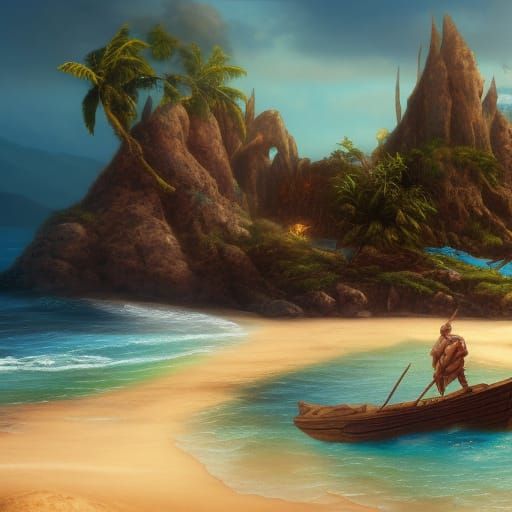 Robinson Crusoe's Island Tech: Detailed Matte Painting