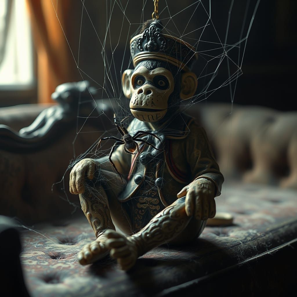 Antique Musical Monkey Toy in Hyperrealistic Style