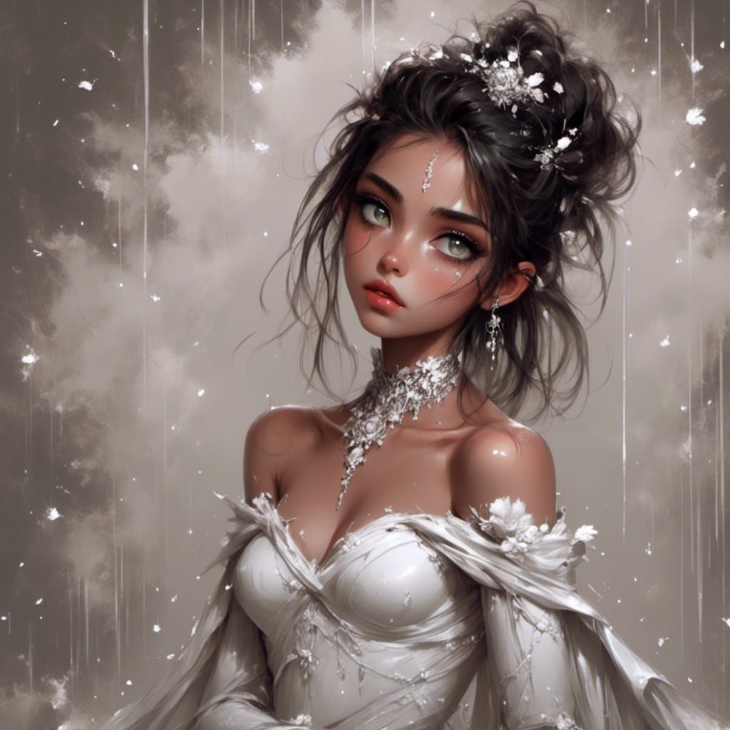 Expressive Princess Portrait with Roses and Stars