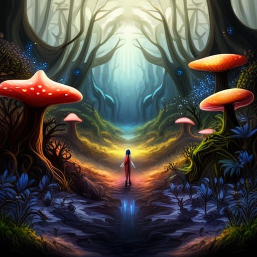 Enchanted Dark Forest with Fairy: Digital Matte Painting