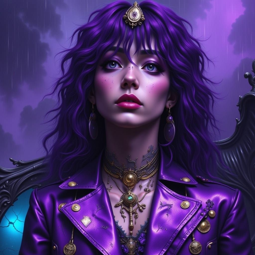 Vibrant Purple Rain Abstract Art