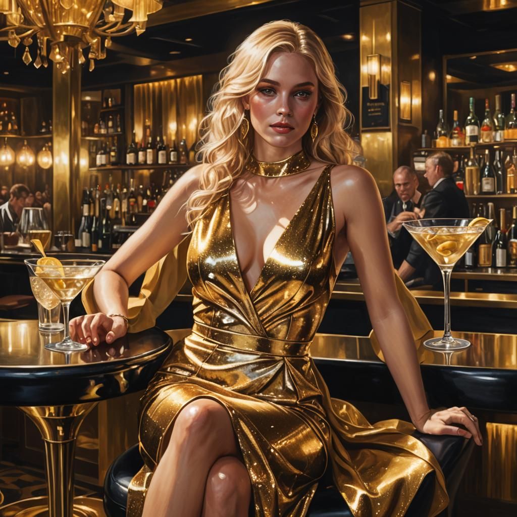 Golden Woman at Bar: Fantasy Concept Art