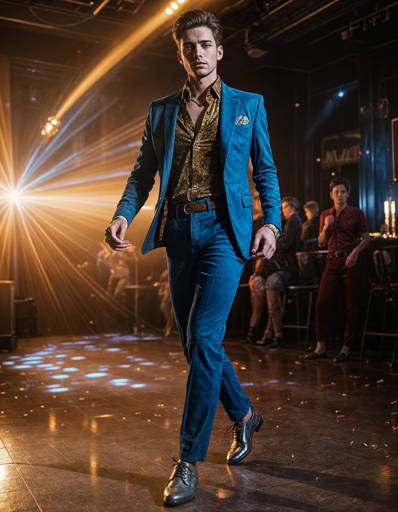 1980s Disco Dancer in Blue Suede Shoes