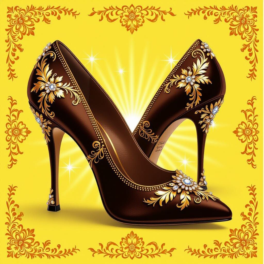 Chocolate High Heel in Baroque Style