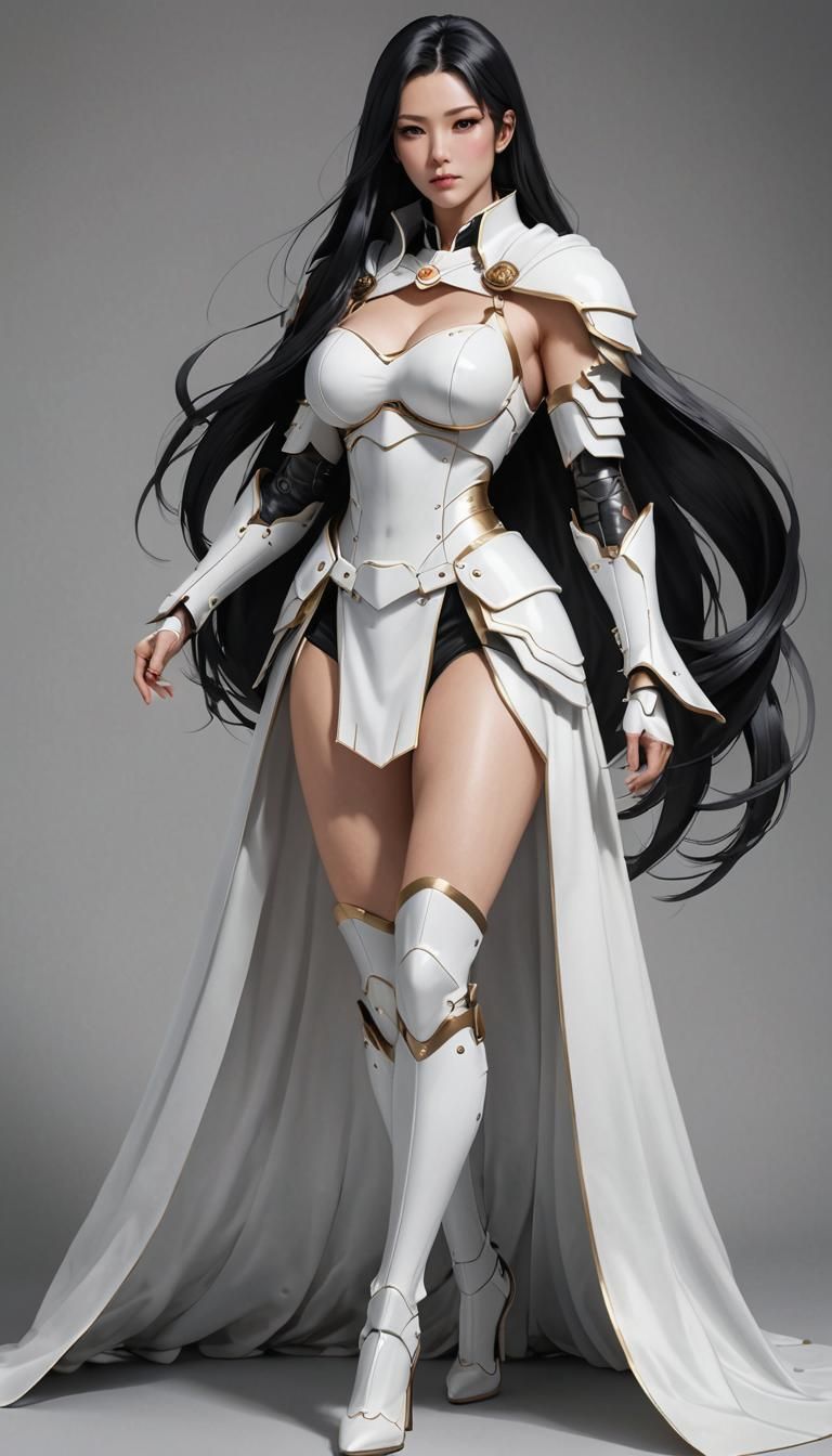 Elegant Samurai Maiden in Photorealistic Armor