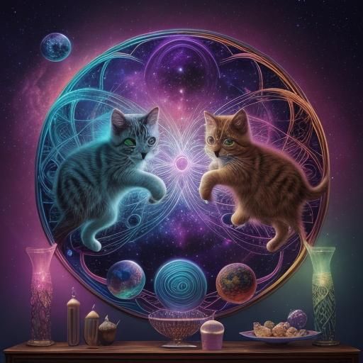 Kittens Playing in Astral Peruvian Dreamscape