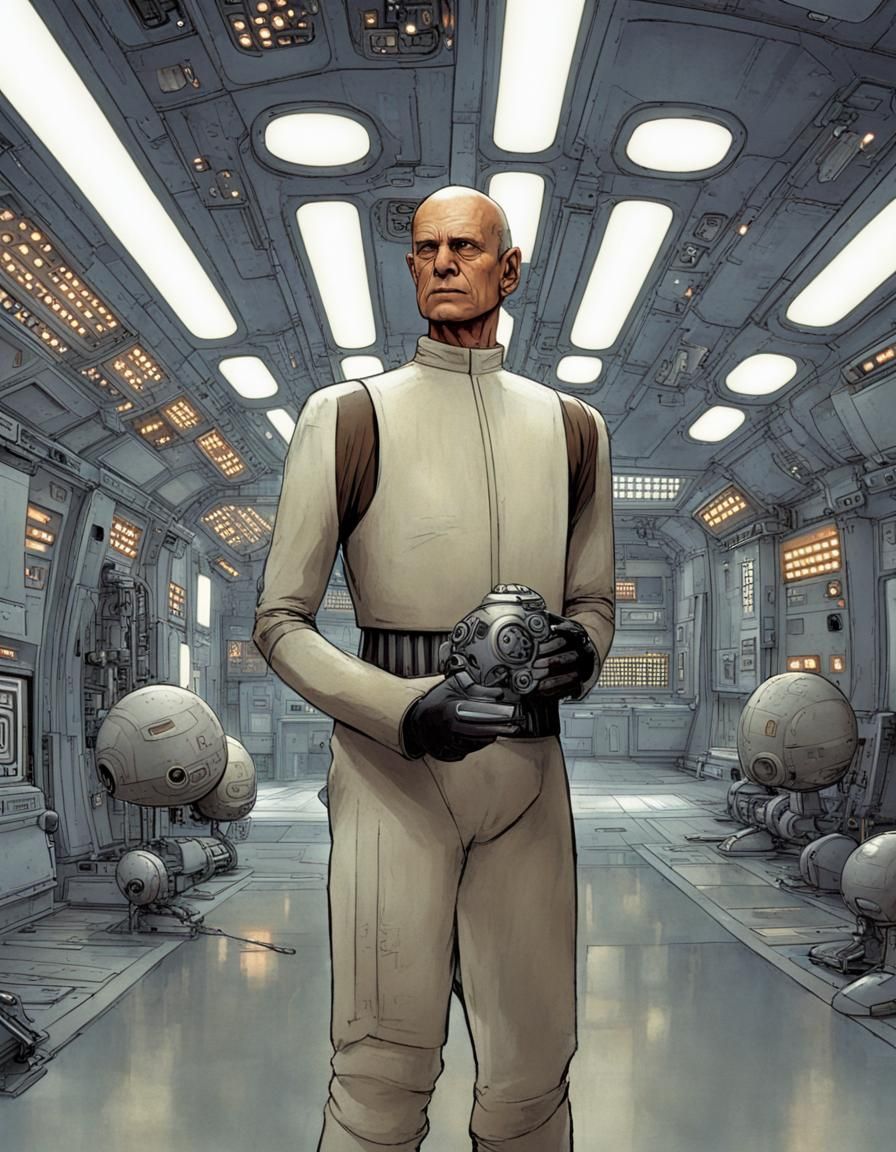 Futuristic Star Wars Cyborg Connected to City Network