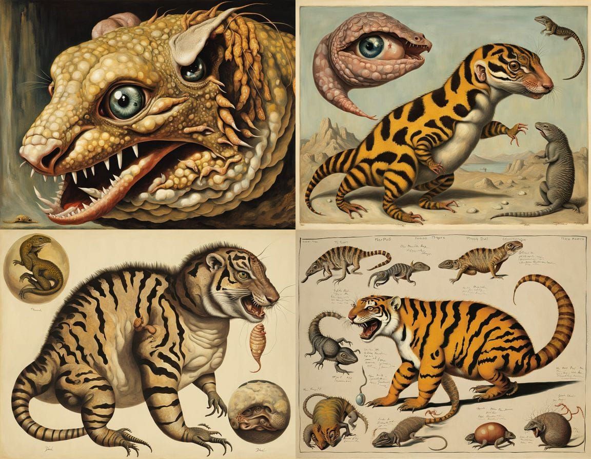 Grotesque 1940s-Style Mutant Creature with Bulbous Features