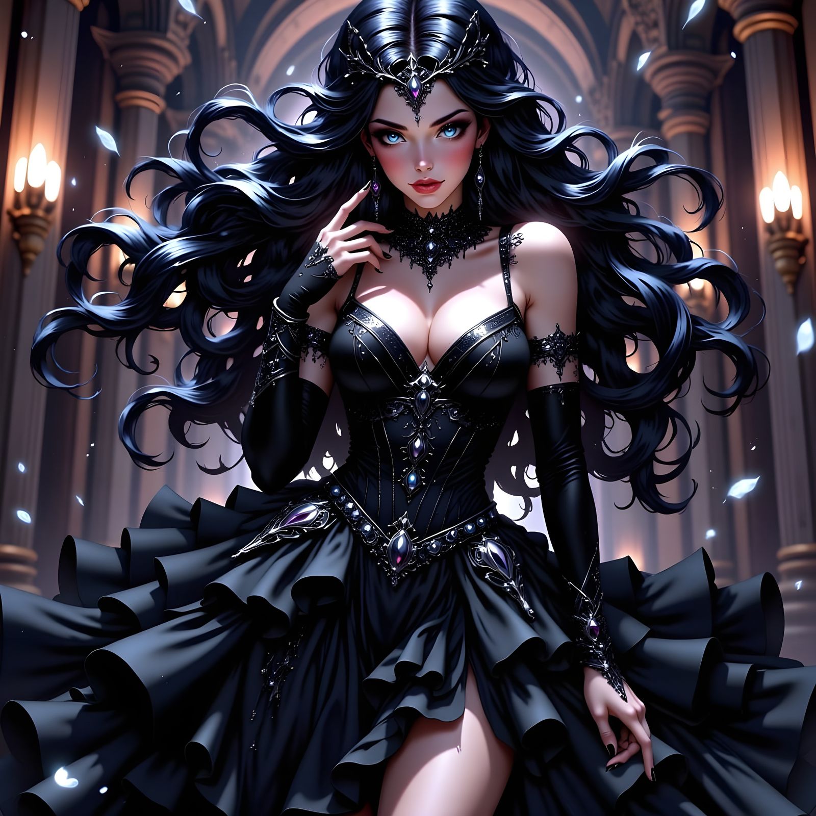 Goth Princess in Anime-Inspired Hyperrealistic Style