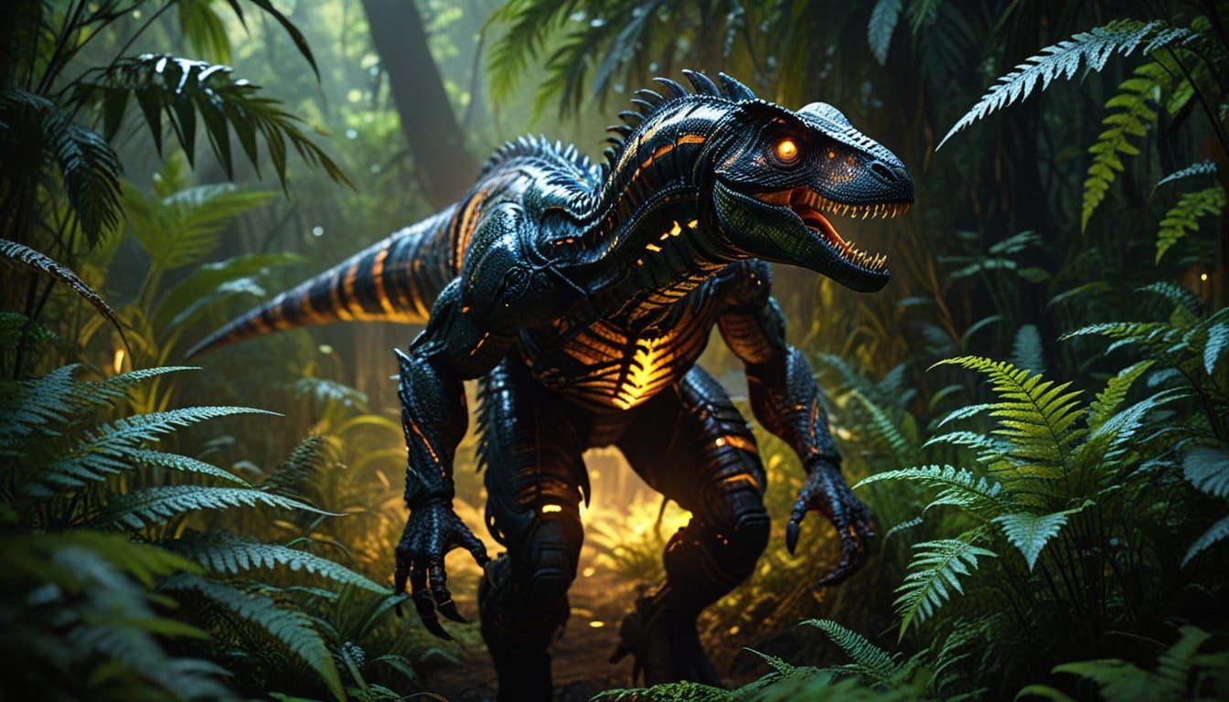 Cinematic Jungle Escape Through Shimmering Portal