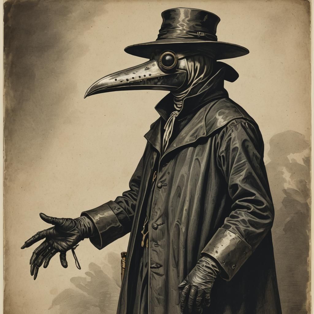 Dramatic Plague Doctor with Scythe in Cinematic Lighting