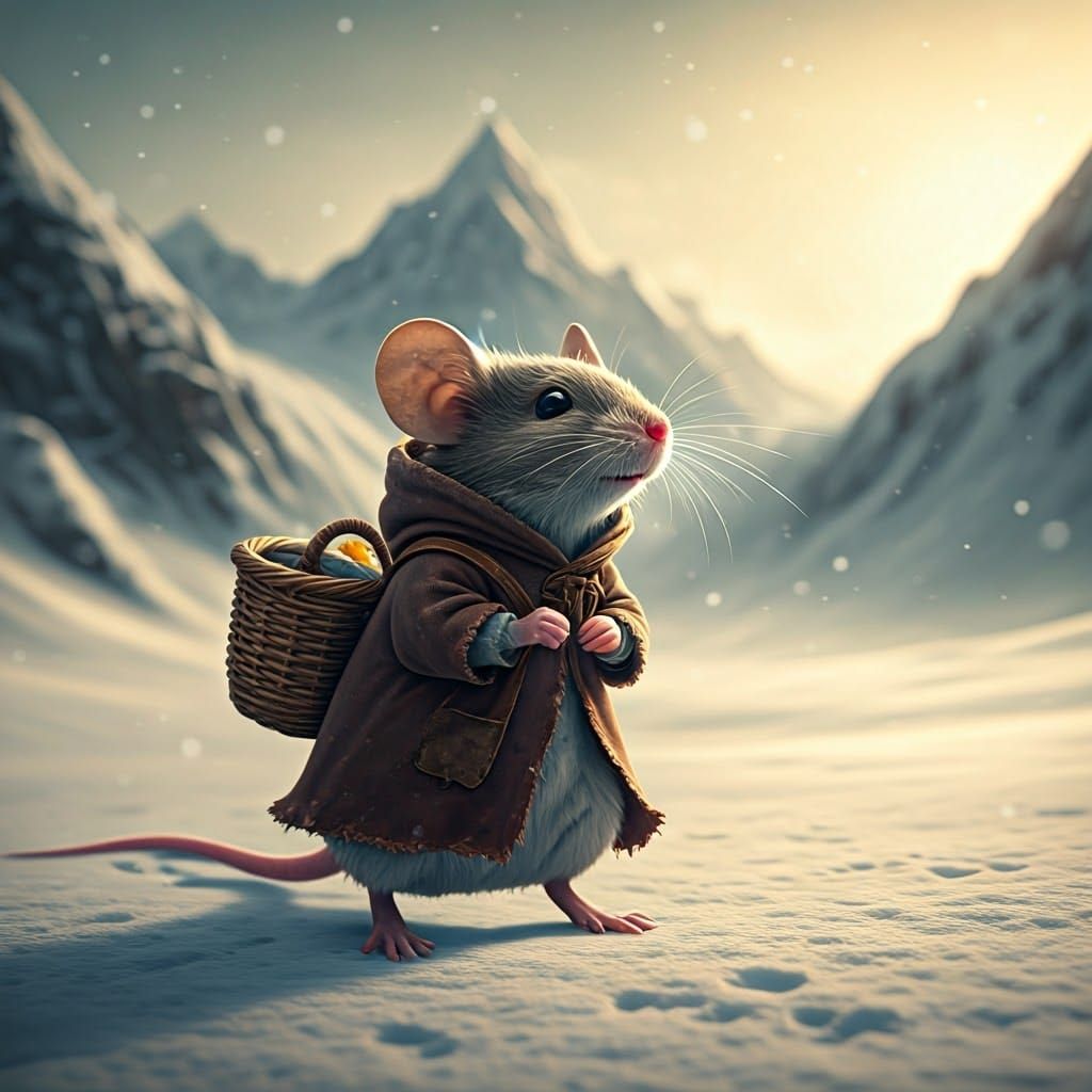 Mouse Embarks on a Gentle Winter Journey