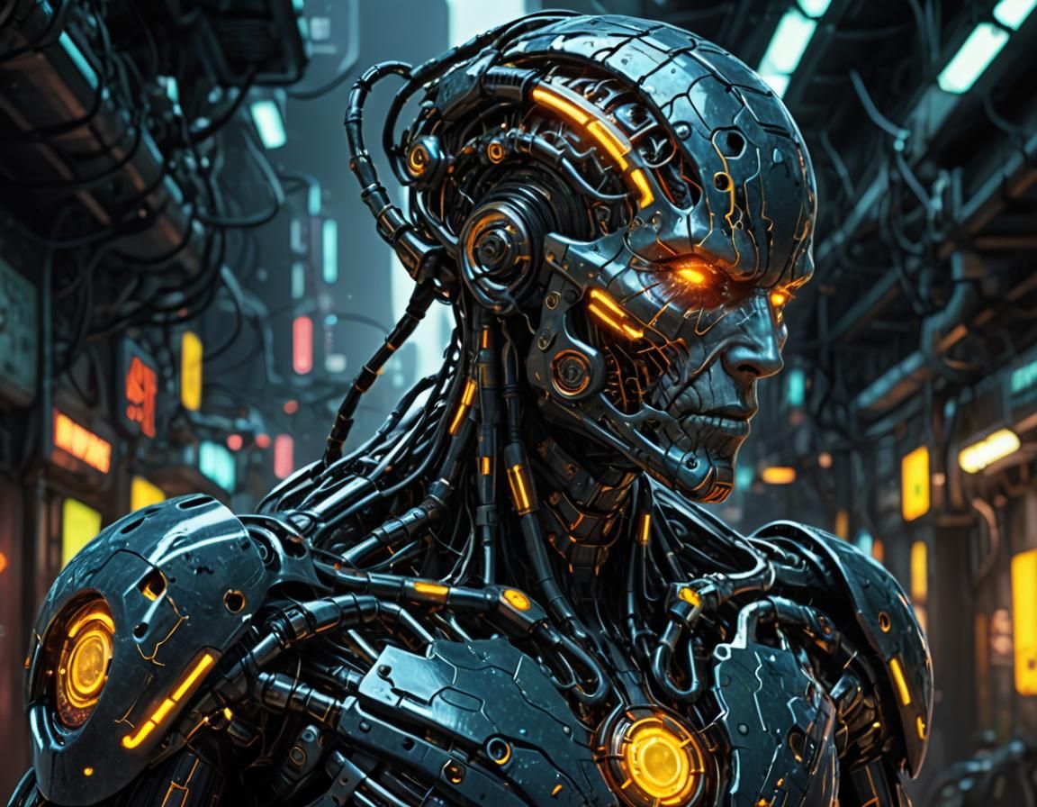 Futuristic Biopunk Character with Cybernetic Enhancements