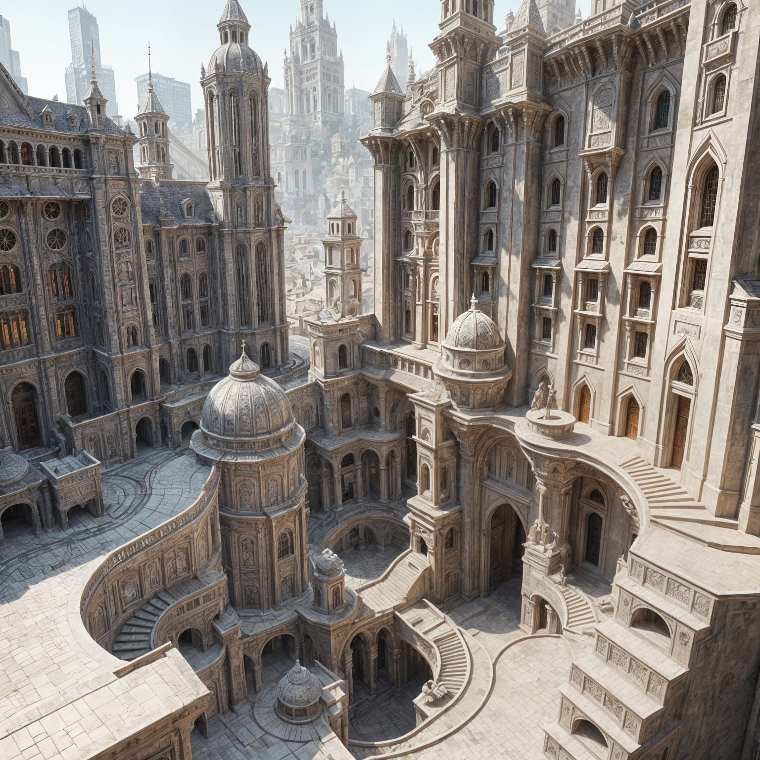 Hyperrealistic 3D Artwork in Escher Style