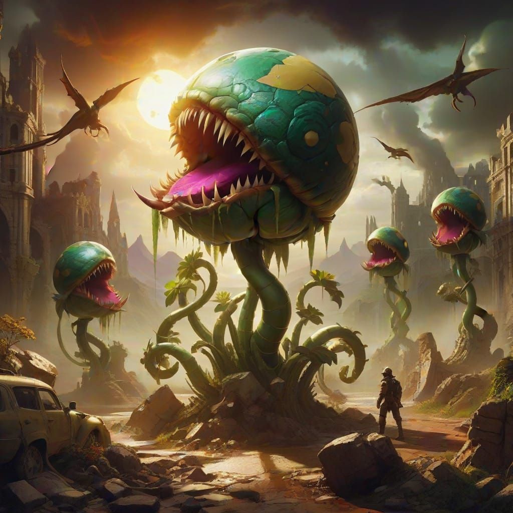 Epic Post-Apocalyptic Beast Rises from Ruins in Dark Fantasy...