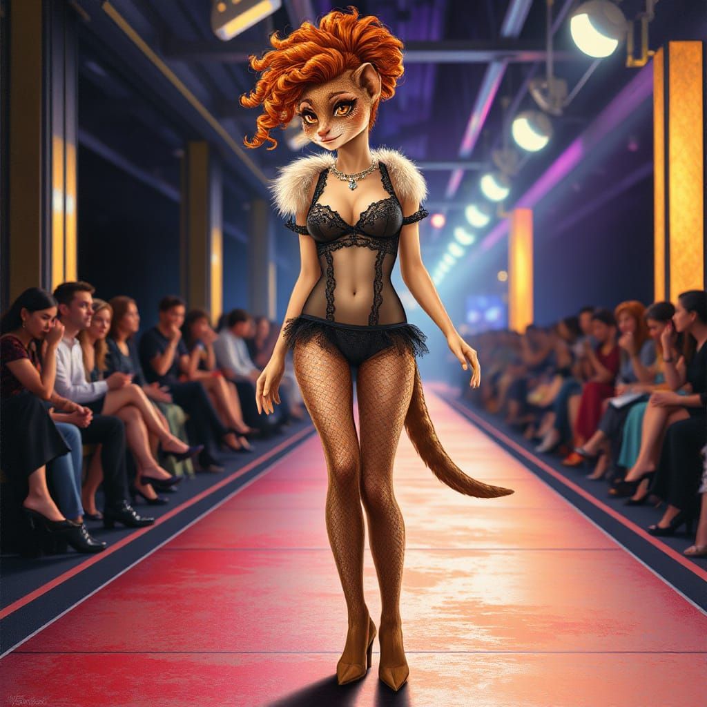 Glamorous Mongoose Struts Down Catwalk in Whimsical Art Nouv...