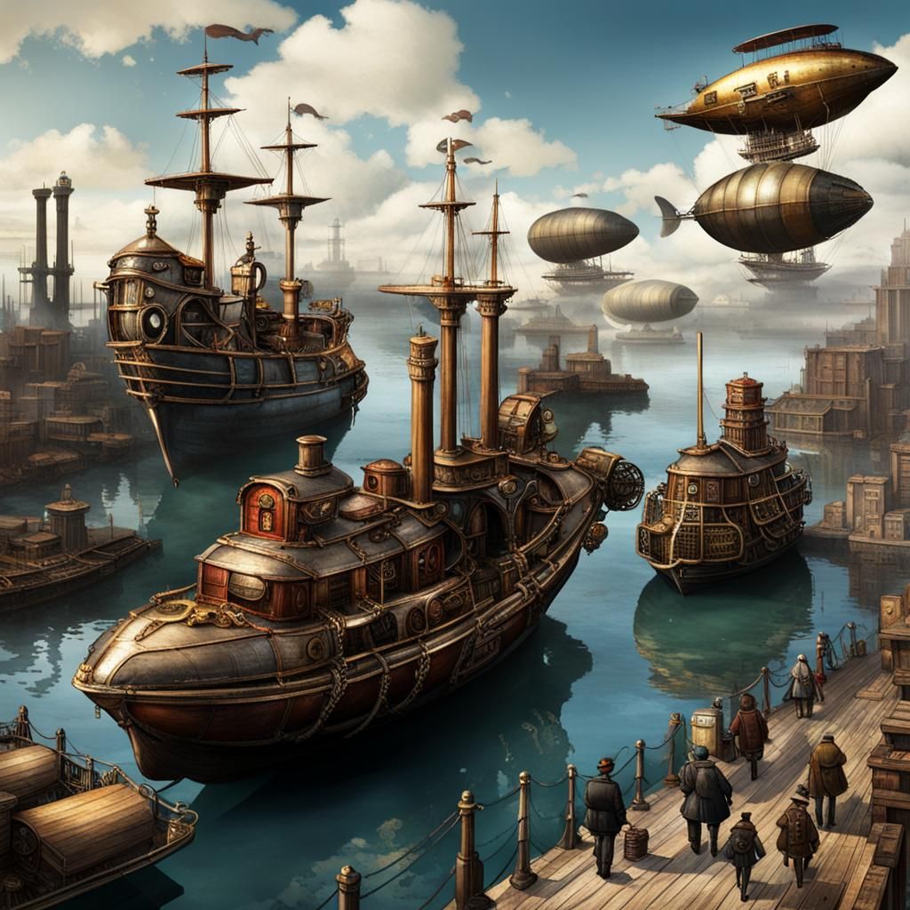Steampunk harbor