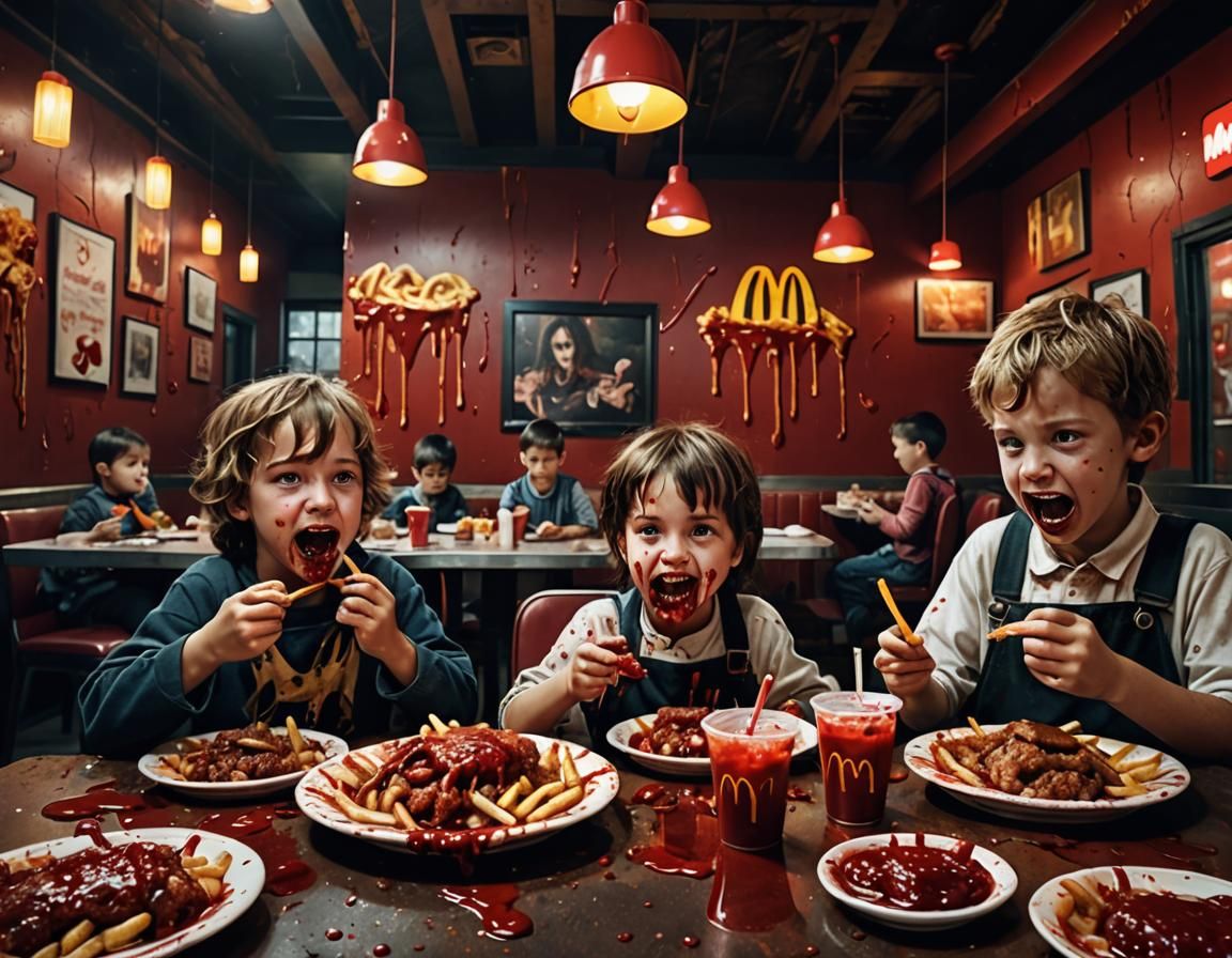 Sinister McDonald's Restaurant with Bloody Details