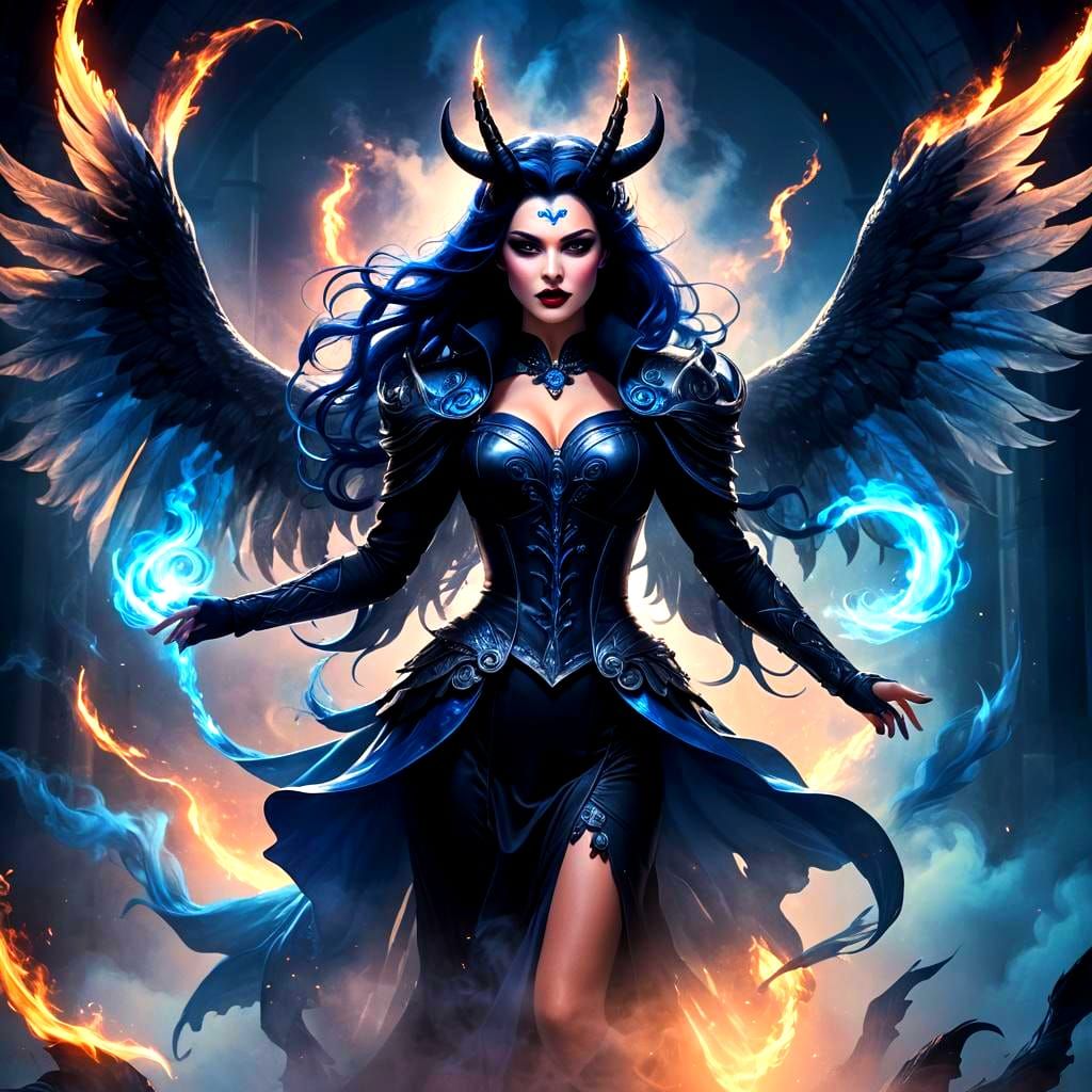 Demonic Unicorn Supervillainess in 3D Digital Art