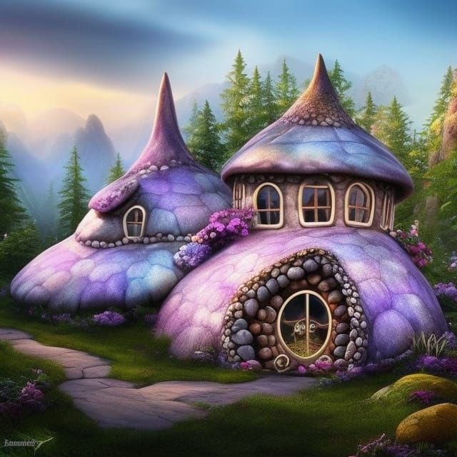 Enchanted Petoskey Stone Fairy Mushroom House