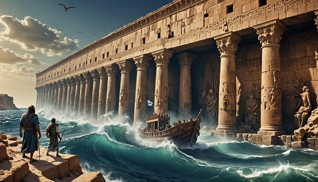 Moses Leads Israelites Through Parted Red Sea