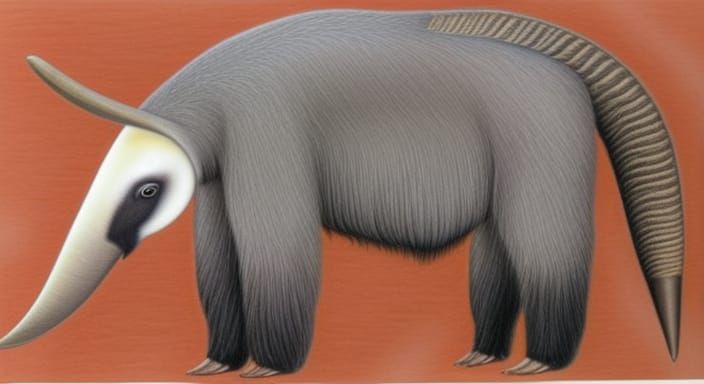 Colored Pencil Drawing of Pearl Gray Giant Anteater